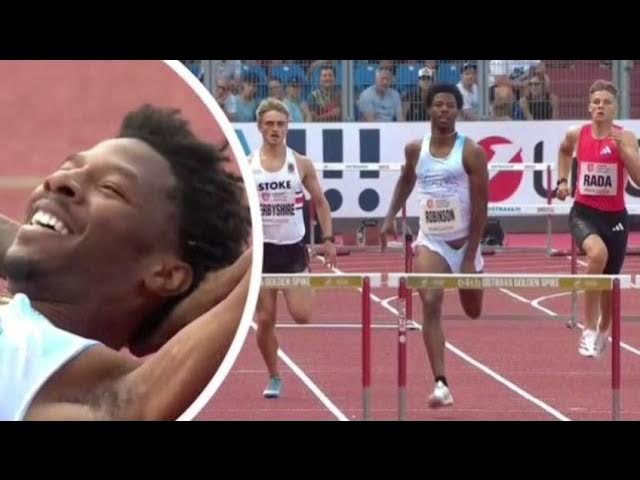 Runner wins 400m hurdle race despite having his penis constantly fall out of his shorts